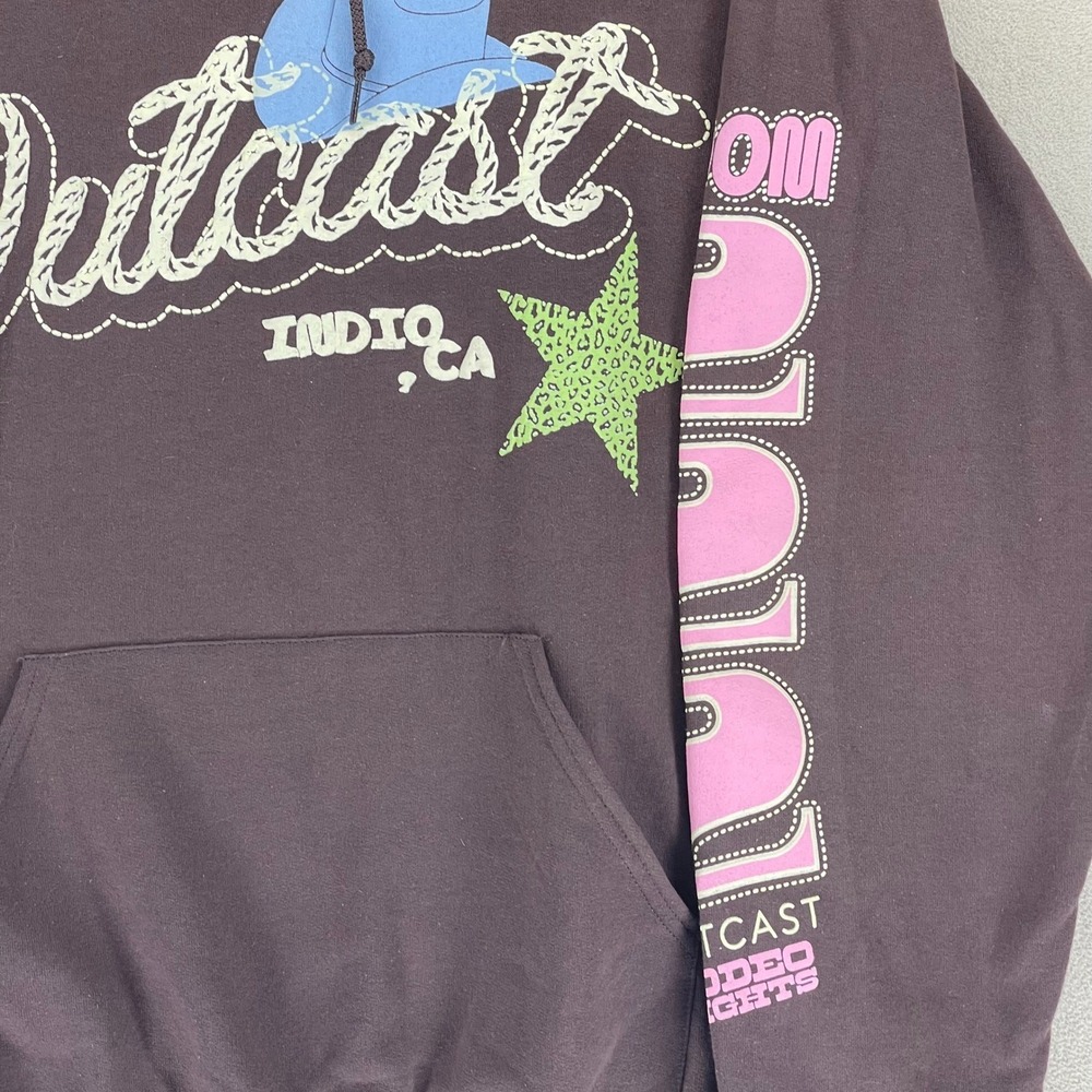 Outcast Rodeo Nights Hoodie Brown Women's Large Graphic Print Western Cowboy Hat - Picture 4 of 14